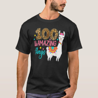 Leopard 100 Llamazing Days Llama Teacher 100th Day T-Shirt