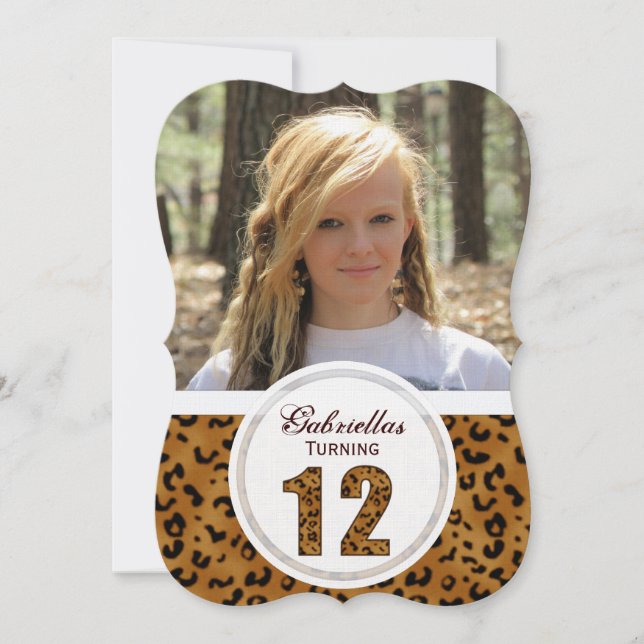 Leopard 12th Birthday: Picture:Party Invitation (Front)