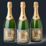 Leopard 21st Birthday Personalized Sparkling Wine Label<br><div class="desc">Make your own personalized sparkling wine bottle labels featuring your text on a gold faux foil square over a stylish leopard print pattern. MATCHING items in our store.</div>