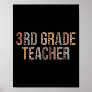 Leopard 3rd Grade Teacher Supplies Funny Back To S Poster