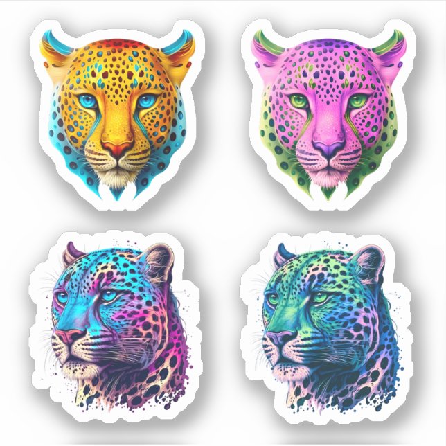 Leopard - 4-Pack Colourful Leopard Print & Wild Ca (Front)