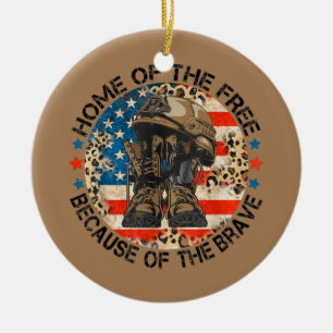 Leopard 4th July Home Of The Free Because Of The Ceramic Ornament