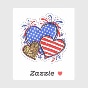 Leopard American Flag Heart 4th of July USA 