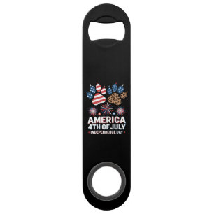 Leopard American Flag Hearts Cute 4th of July Bar Key