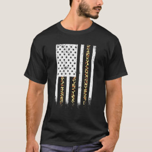 Leopard American Flag Patriotic 4th Of July Us Leo T-Shirt