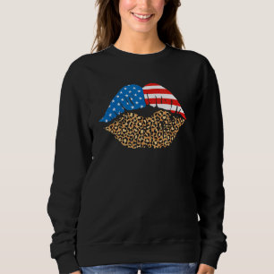 Leopard American Lips Happy 4th Of July Independen Sweatshirt
