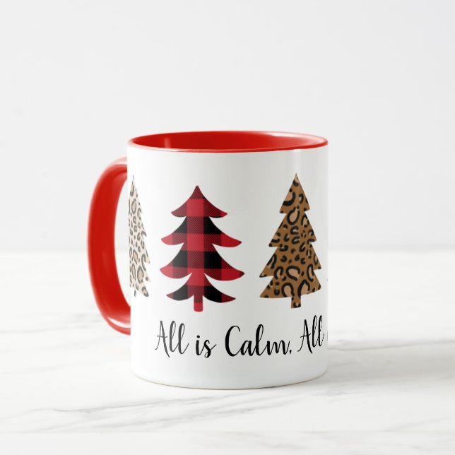 Leopard and Buffalo Plaid Christmas Mug (Front Left)