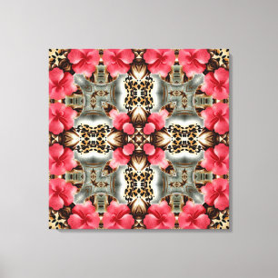 Leopard and Flowers Canvas Print