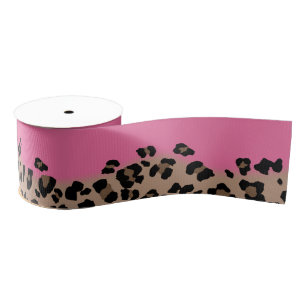 Leopard and Hot Pink Grosgrain Ribbon