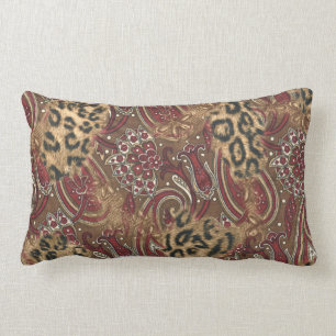 Leopard and Paisley Pattern Print Lumbar Pillow
