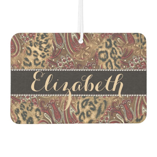 Leopard and Paisley Pattern Print to Personalize Air Freshener (Front)