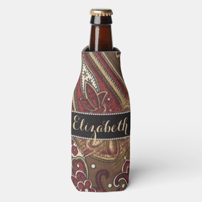 Leopard and Paisley Pattern Print to Personalize Bottle Cooler (Bottle Front)