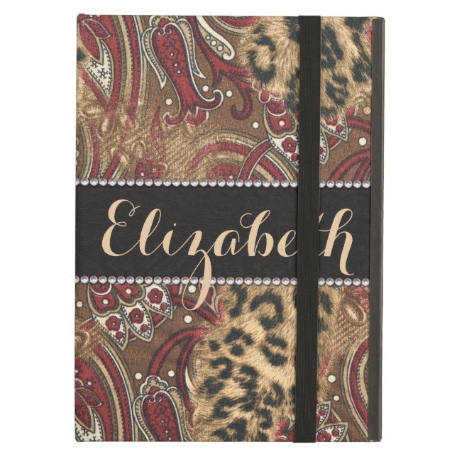 Leopard and Paisley Pattern Print to Personalize Case For iPad Air (Front Closed)