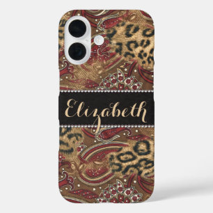 Leopard and Paisley Pattern Print to Personalize iPhone 16 Case