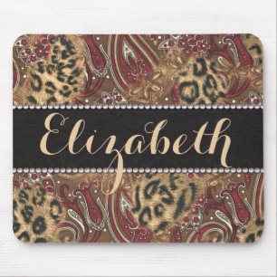 Leopard and Paisley Pattern Print to Personalize Mouse Pad
