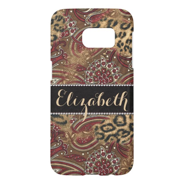 Leopard and Paisley Print Personalized Case-Mate Samsung Galaxy Case (Back)