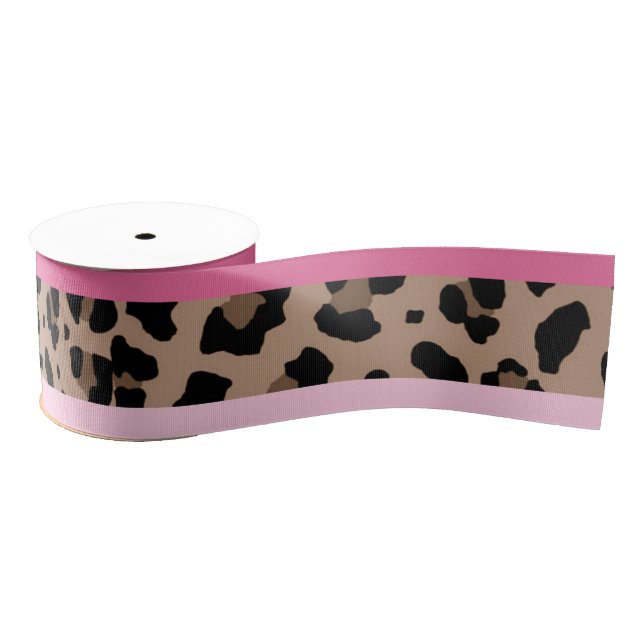 Leopard and Pink Grosgrain Ribbon (Spool)