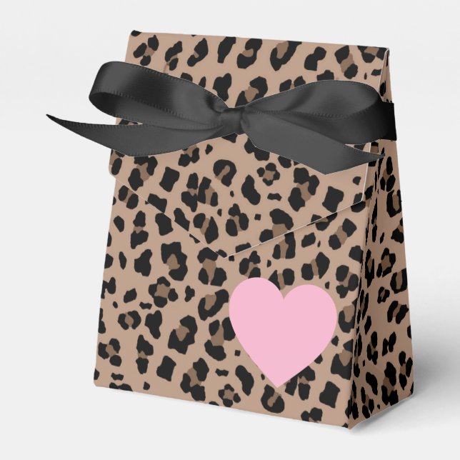 Leopard and Pink Party Favor Box (Front Side)