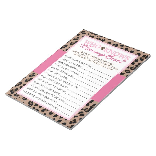 Leopard and Pink Who Knows Mommy Best Game Pack Notepad (Angled)