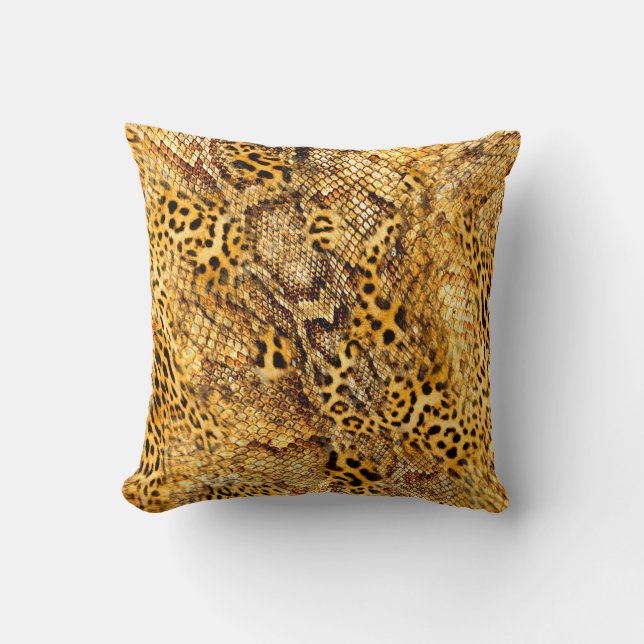 Leopard and snake pattern throw pillow (Front)
