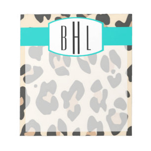 Leopard and Teal Monogram Notepad