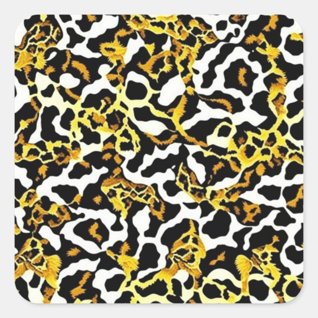 Leopard and Zebra Fur Print Pattern  Square Sticker (Front)