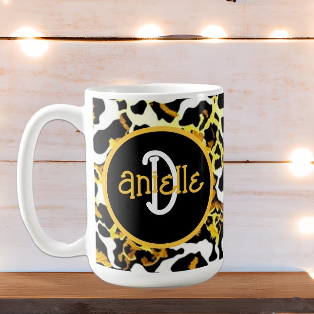 Leopard and Zebra Fur Print Personalized Coffee Mug (Creator Uploaded)