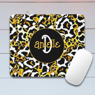 Leopard and Zebra Fur Print Personalized Mouse Pad