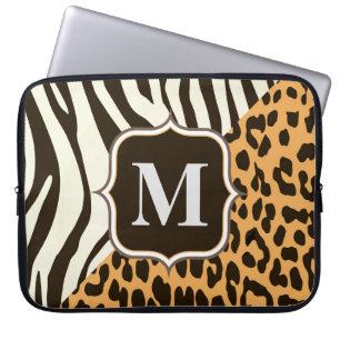 Leopard and Zebra Laptop Sleeve