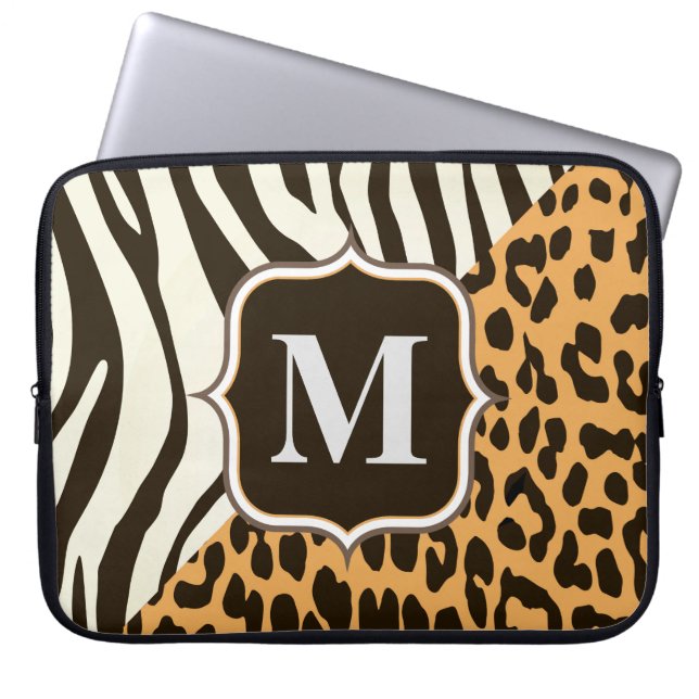 Leopard and Zebra Laptop Sleeve (Front)
