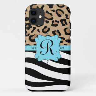 Leopard and Zebra Print Personalized Monogram iPhone 11 Case