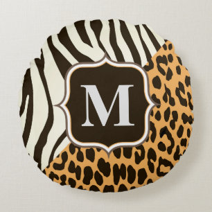Leopard and Zebra Round Pillow
