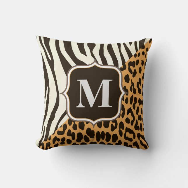 Leopard and Zebra Throw Pillow (Front)