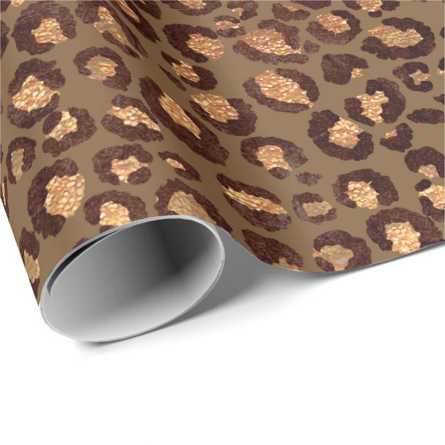 Leopard Animal Bronze Gold Black Honey African Lux Wrapping Paper (Roll Corner)