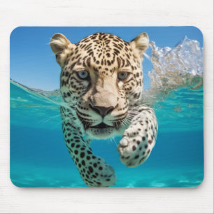 Leopard Animal Fun Nature Playing Water Mouse Pad