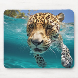 Leopard Animal Fun Nature Playing Water Mouse Pad