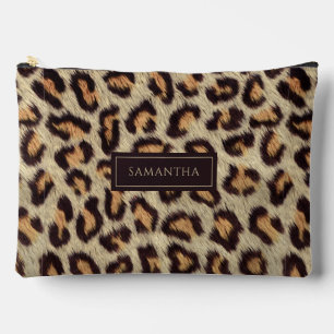 Leopard Animal Pattern Custom Name Accessory Pouch