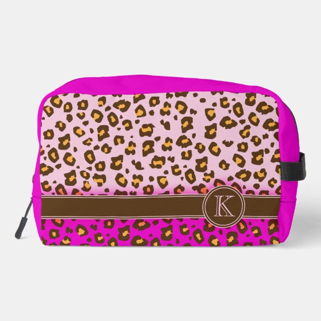 Leopard animal pattern monogram name dopp kit (Back)