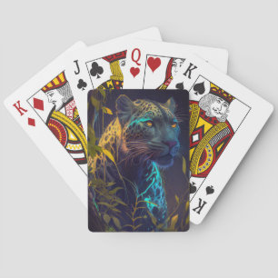 Leopard Animal Portrait Painting Wildlife Outdoors Playing Cards