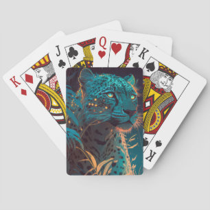 Leopard Animal Portrait Painting Wildlife Outdoors Playing Cards