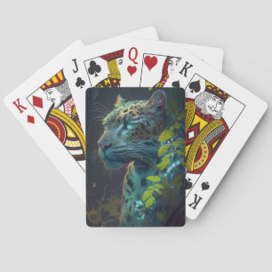 Leopard Animal Portrait Painting Wildlife Outdoors Playing Cards
