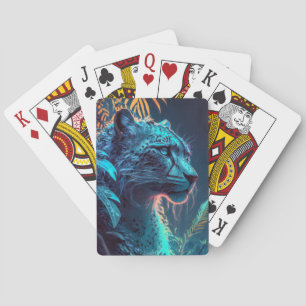 Leopard Animal Portrait Painting Wildlife Outdoors Playing Cards