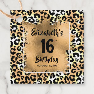 Leopard Animal Print 16th Birthday Personalized Favour Tags