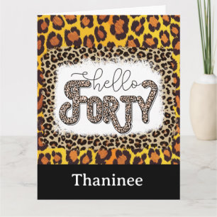 Leopard Animal Print 40th Birthday Card  Stylish 