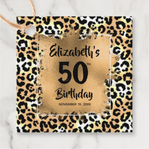 Leopard Animal Print 50th Birthday Personalized Favour Tags