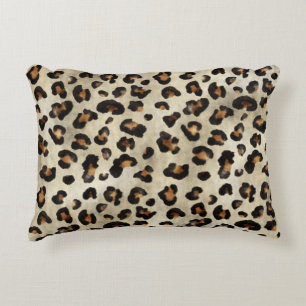 Leopard Animal Print Artistic Big Cat Fur Texture Accent Pillow