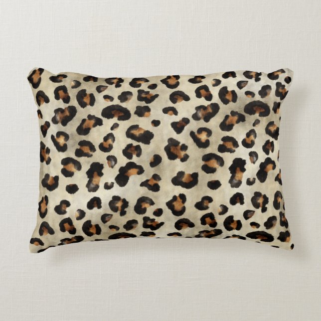 Leopard Animal Print Artistic Big Cat Fur Texture Accent Pillow (Front)
