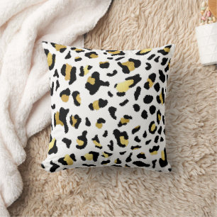 Leopard Animal Print Black And Gold Throw Pillow.  Pillow