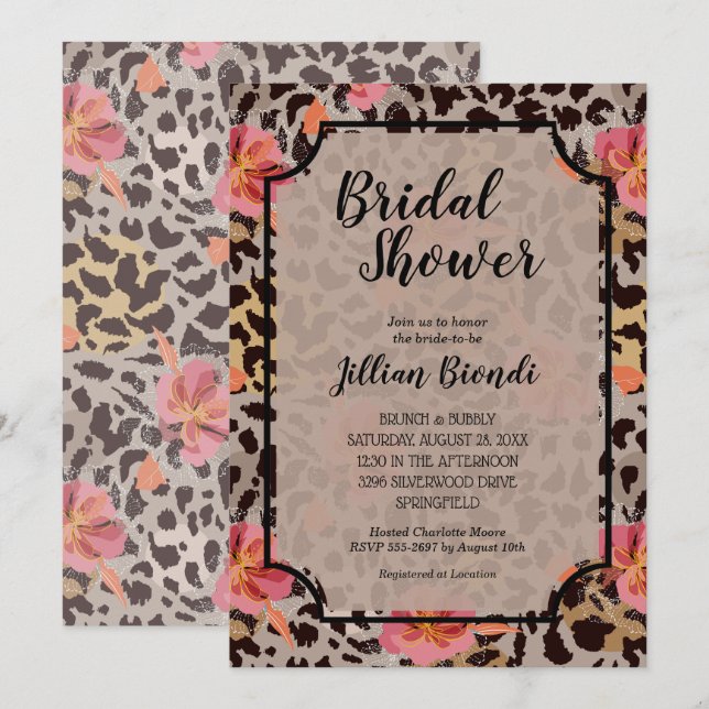 Leopard Animal Print Bridal Shower Invitation (Front/Back)