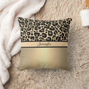 Leopard Animal Print Cheetah Gold Trendy Safari Throw Pillow